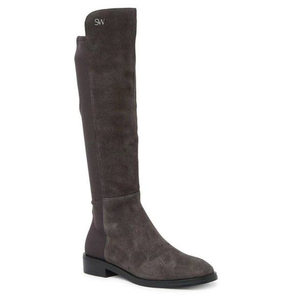 $750 STUART WEITZMAN Keelan OVER THE KNEE Boot SLATE SUEDE 5 (PA22)